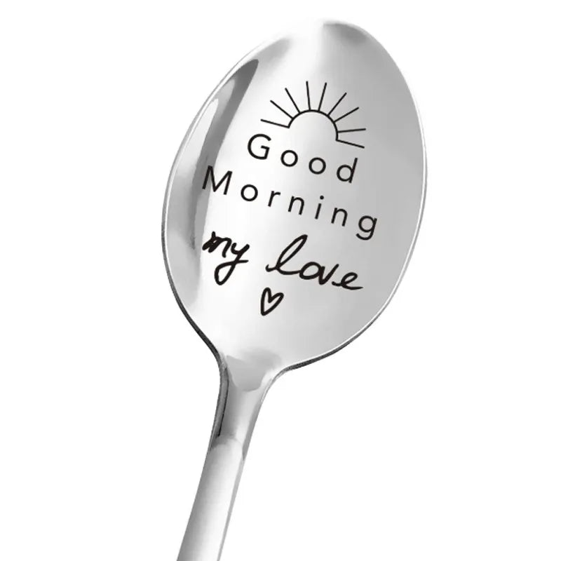 Valentines Gift - Stainless Steel Coffee Spoons with Love Letter - Wedding Souvenirs Anniversary Gift for Girlfriend Boyfriend