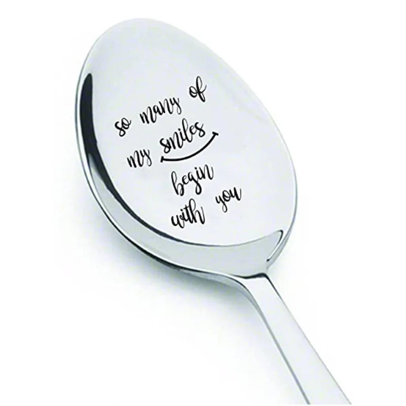 Valentines Gift - Stainless Steel  Coffee Spoons with Love Letter - Wedding Souvenirs Anniversary Gift for Girlfriend Boyfriend