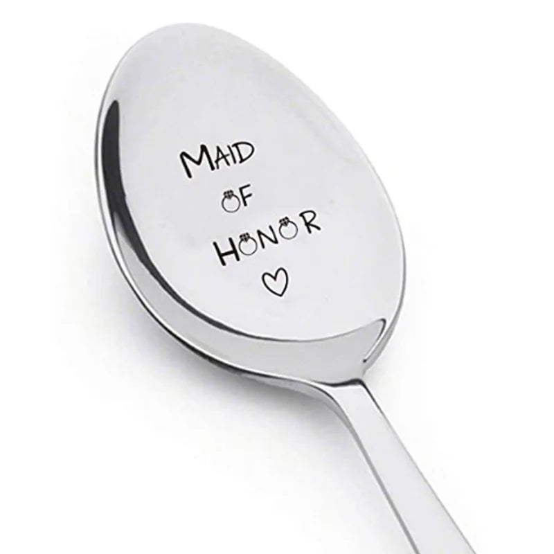 Valentines Gift - Stainless Steel  Coffee Spoons with Love Letter - Wedding Souvenirs Anniversary Gift for Girlfriend Boyfriend