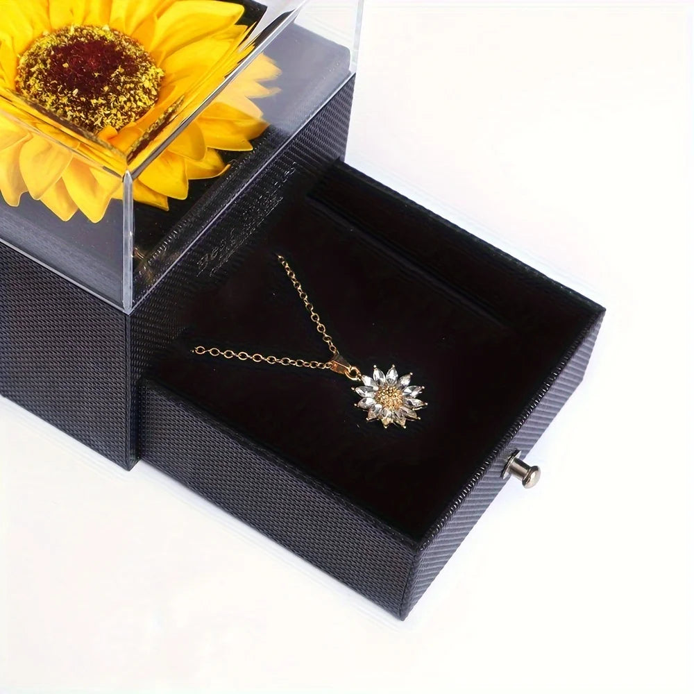 Valentines Gift set - Enchanting Sunflower Necklace - Celebrate Love, Loyalty