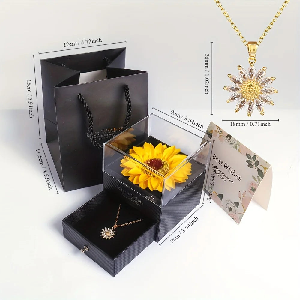 Valentines Gift set - Enchanting Sunflower Necklace - Celebrate Love, Loyalty