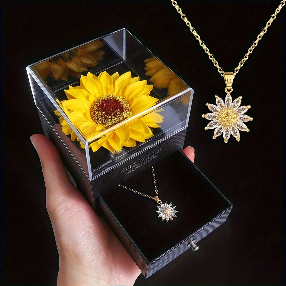 Valentines Gift set - Enchanting Sunflower Necklace - Celebrate Love, Loyalty