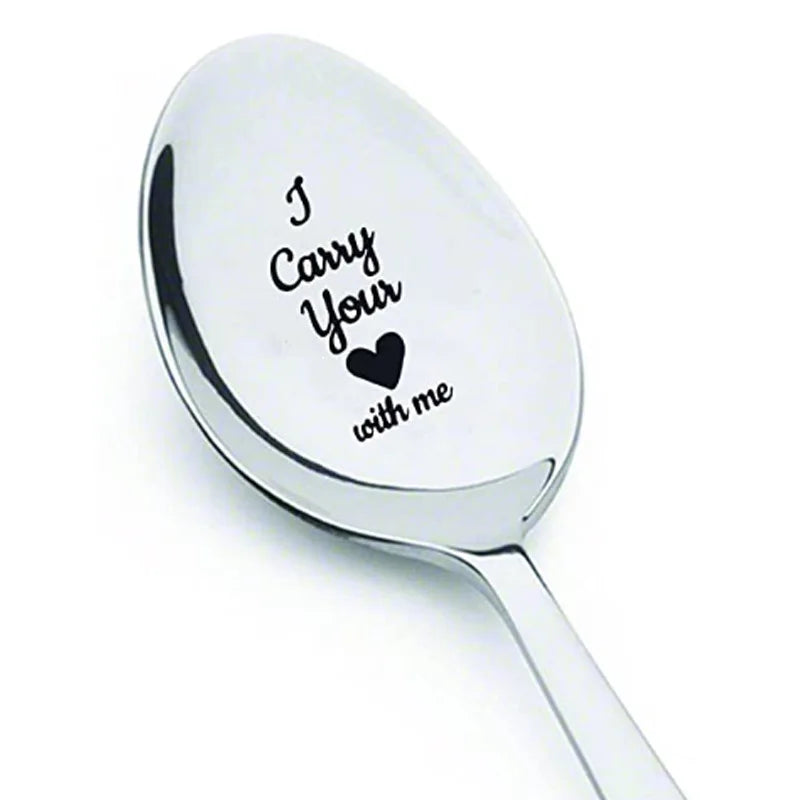 Valentines Gift - Stainless Steel  Coffee Spoons with Love Letter - Wedding Souvenirs Anniversary Gift for Girlfriend Boyfriend